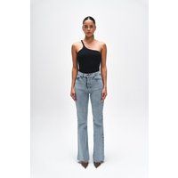 High-Waist-Bootcut-Jeans mit offenem Saum