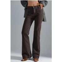 Hochtaillierte Bootcut-Jeans mit Taschen