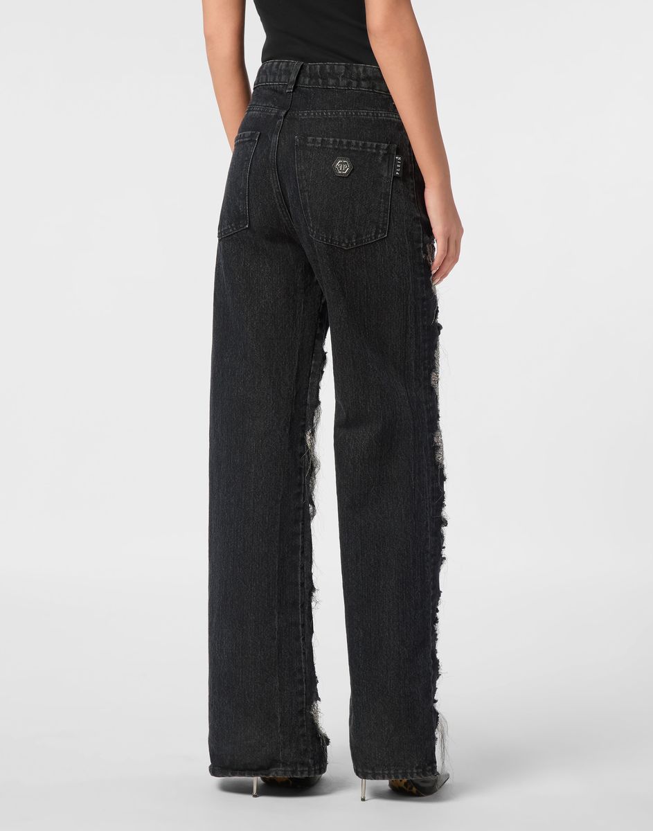 Distressed Skater-Jeans mit Strasssteinen