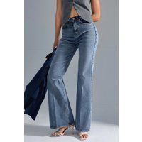 High-Waisted Schlagjeans aus Denim