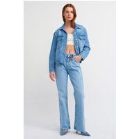 Low-Rise Schlagjeans aus Denim