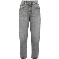 Graue Mom-Jeans mit hoher Taille