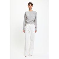 Weiße Wide-Leg-Jeans mit hohem Bund