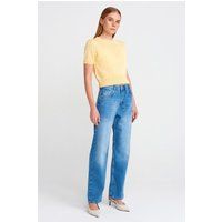 Hochtaillierte Weite Denim-Hose