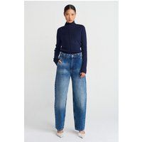Hochtaillierte Ballon-Jeans mit weitem Bein