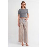 Hochtaillierte Jeans mit weitem Bein