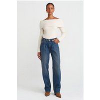 Hochtaillierte Jeans mit weitem Bein