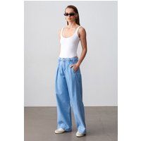 Hochtaillierte Weit Geschnittene Struktur-Jeans