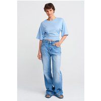 Hochtaillierte Weit Geschnittene Baumwoll-Leinen-Jeans