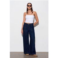 Hochtaillierte Weit Geschnittene Denim-Hose