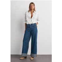 Hochtaillierte Jeans mit weitem Bein