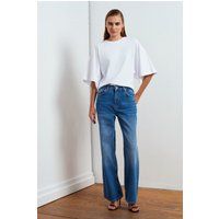 Hochtaillierte Denim mit weitem Bein
