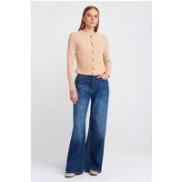 Hochtaillierte Weite Denim-Hose