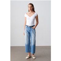 Weit Geschnittene Baumwoll-Leinen-Jeans