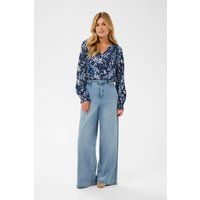 Weite High-Waist-Jeans aus Denim