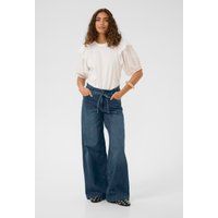 Weite High-Waist Jeans mit Bindegürtel