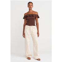 Weite Denim-Hose mit Kordelzug