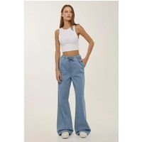 Weite High-Waist Jeans mit Kordelzug