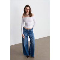 Weit geschnittene Low-Rise Denim-Jeans