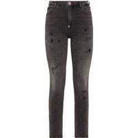 Zerstörte Stonewashed Slim-Fit Jeans