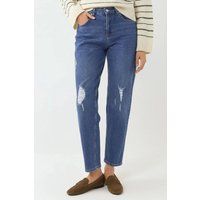 Hochtaillierte Slim Fit Jeans mit Destroyed-Details