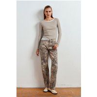 Straight-Leg Jeans mit Batikmuster