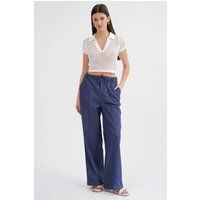 Gerade Hose in Jeans-Optik mit Kordelzug