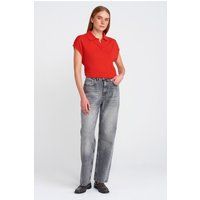 Hochtaillierte Mom-Jeans mit geradem Bein