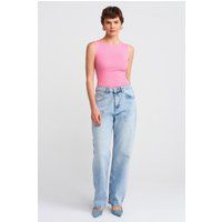 Hochtaillierte Straight-Leg Mom Jeans