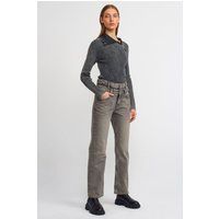 Hochtaillierte gerade Denim-Jeans