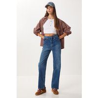 Hochtaillierte Straight-Leg-Jeans