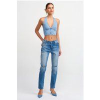 Hüfthohe Jeans mit geradem Bein