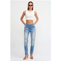 Gerade Distressed-Jeans mit niedriger Leibhöhe