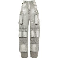 Cargo-Hose mit Farbspritzern und Taschen