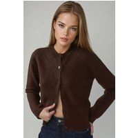 Elegante Soft-Touch-Strickjacke mit Rundhalsausschnitt