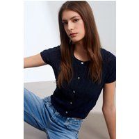 Strukturierter Kurzarm-Cardigan in Crop-Länge