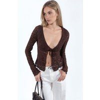 Strukturierte Spitzenjacke mit Bindedetail