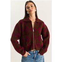 Strick-Cardigan mit Rautenmuster