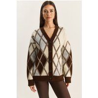 Übergroßer Strickcardigan mit Argyle-Muster