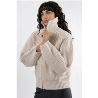 Grobstrick-Cardigan mit Reißverschluss