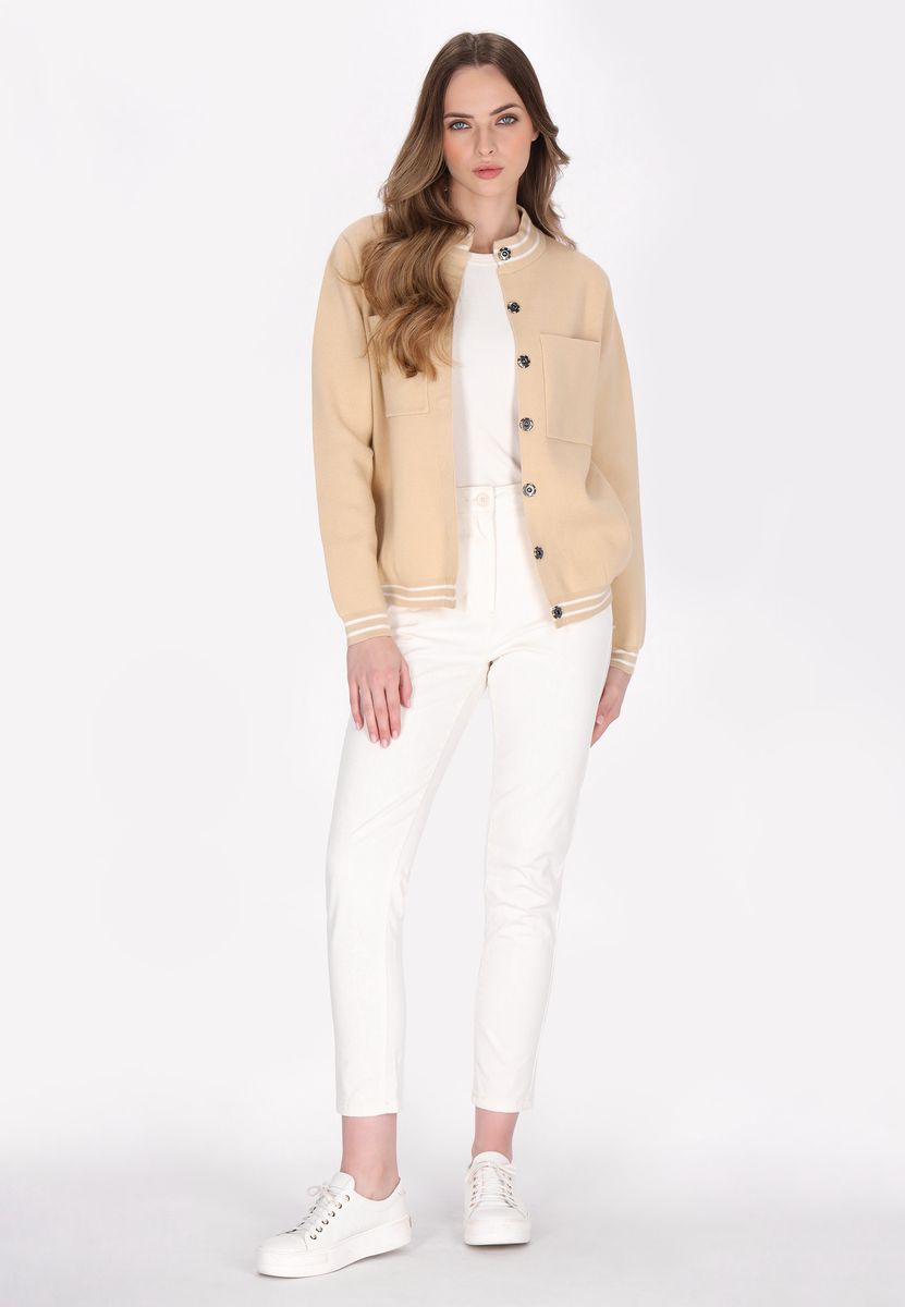 Sportliche Strickjacke mit Streifendetails