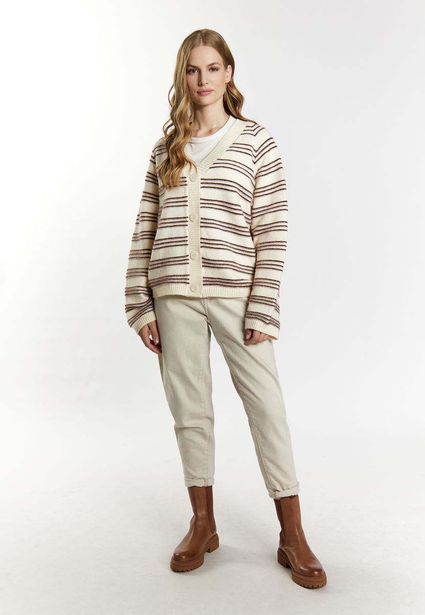 Gestreifter Oversize-Cardigan mit V-Ausschnitt