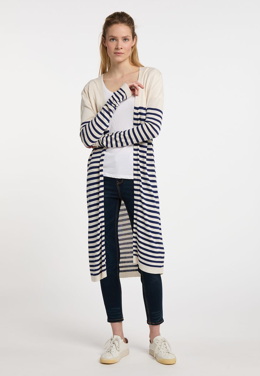 Gestreifter Long-Cardigan aus Feinstrick