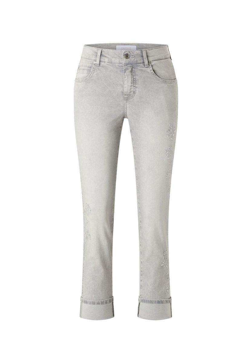 Bestickte Slim-Fit Cropped-Jeans