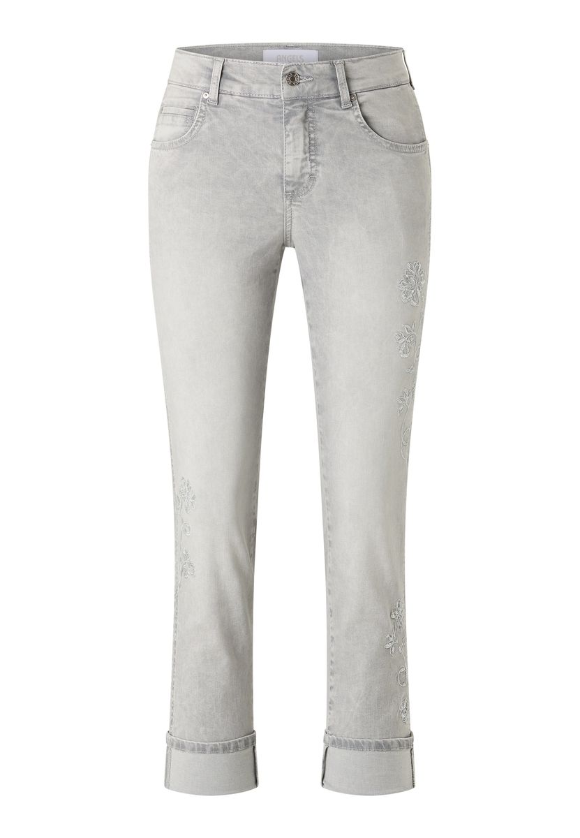 Bestickte Slim-Fit Cropped-Jeans