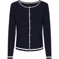 Gerippter Cardigan mit Kontrast-Besatz