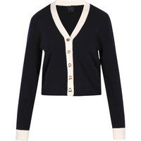 Strickjacke mit V-Ausschnitt und Kontrastbesatz