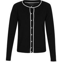 Klassische Strickjacke mit Kontrastpaspel