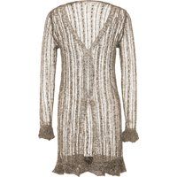Strukturierte Long-Strickjacke mit V-Ausschnitt