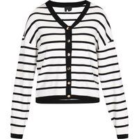 Gestreifte Strickjacke mit V-Ausschnitt